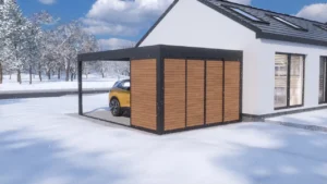 Delno zaprt nadstrešek za avto zaščita pred snegom